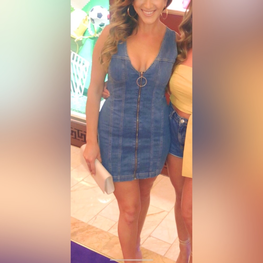Denim Dress with Key Ring Zip Tie